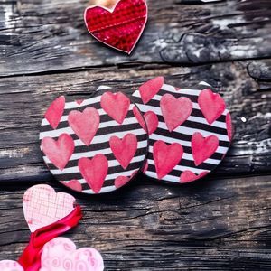 Candy Hearts Car Coaster Set